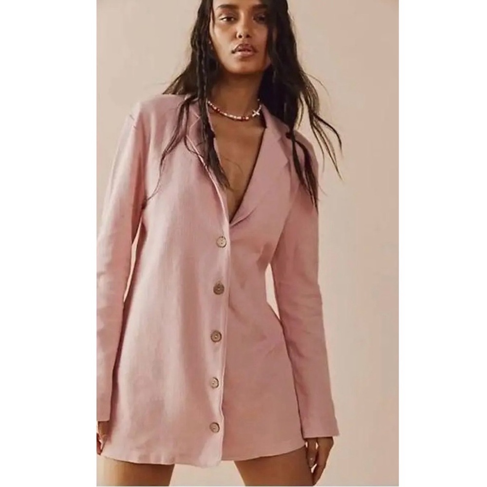 Free People FP Beach Lizzie Blazer Womens XS Pink Romper One Piece X-Small Girly